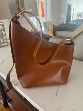 Brown Leather Symmetrical Shoulder Bag